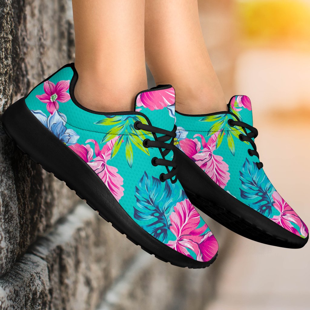 Teal Aloha Tropical Pattern Print Sport Shoes GearFrost