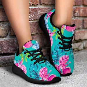 Teal Aloha Tropical Pattern Print Sport Shoes GearFrost