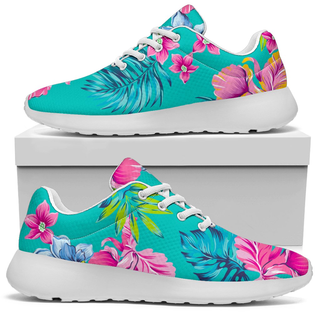 Teal Aloha Tropical Pattern Print Sport Shoes GearFrost