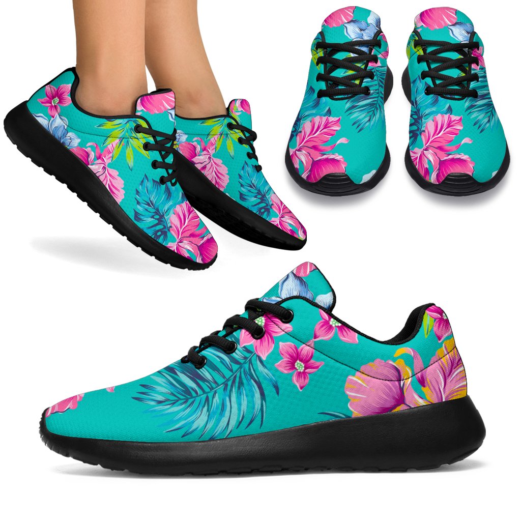 Teal Aloha Tropical Pattern Print Sport Shoes GearFrost