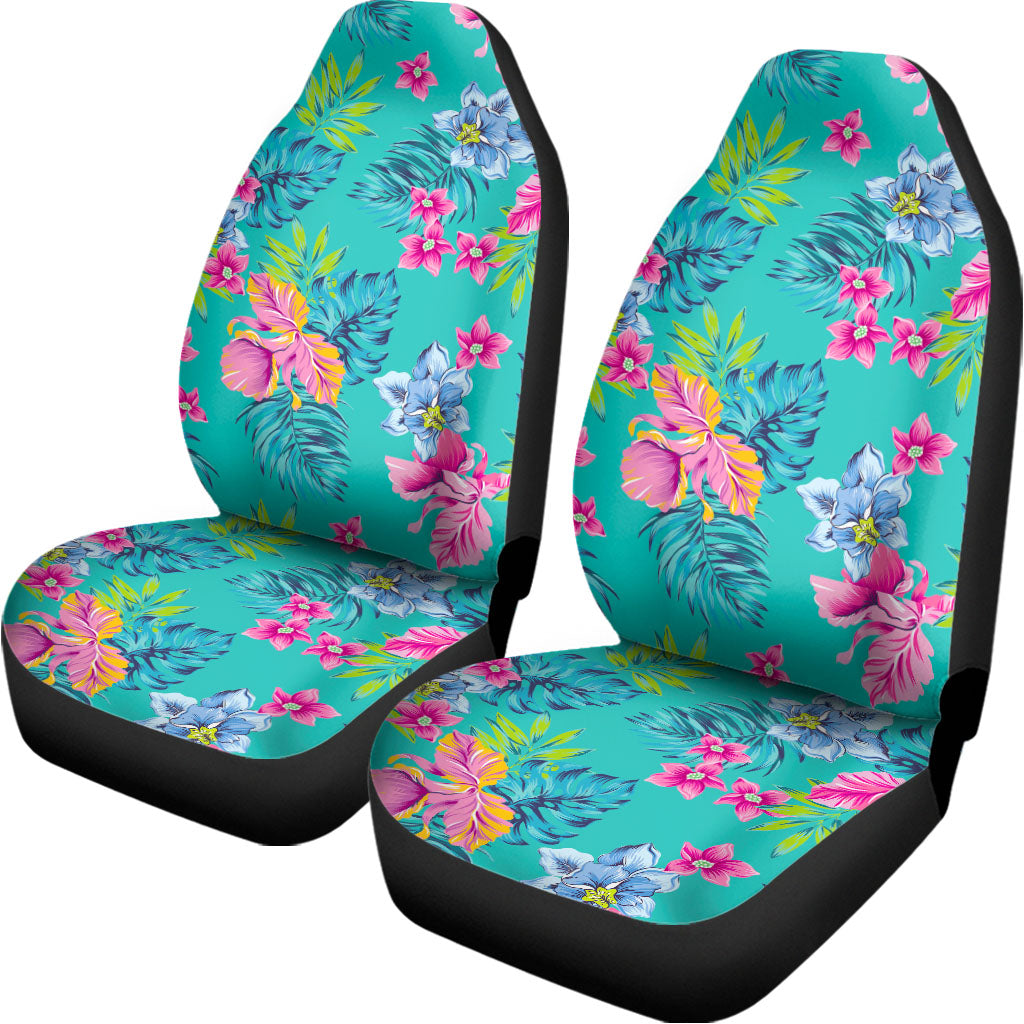 Teal Aloha Tropical Pattern Print Universal Fit Car Seat Covers