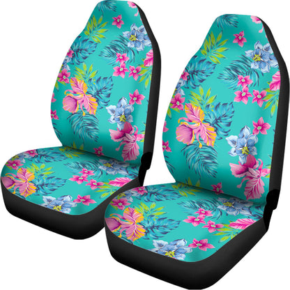 Teal Aloha Tropical Pattern Print Universal Fit Car Seat Covers