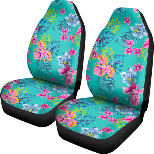 Teal Aloha Tropical Pattern Print Universal Fit Car Seat Covers