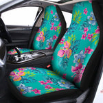 Teal Aloha Tropical Pattern Print Universal Fit Car Seat Covers