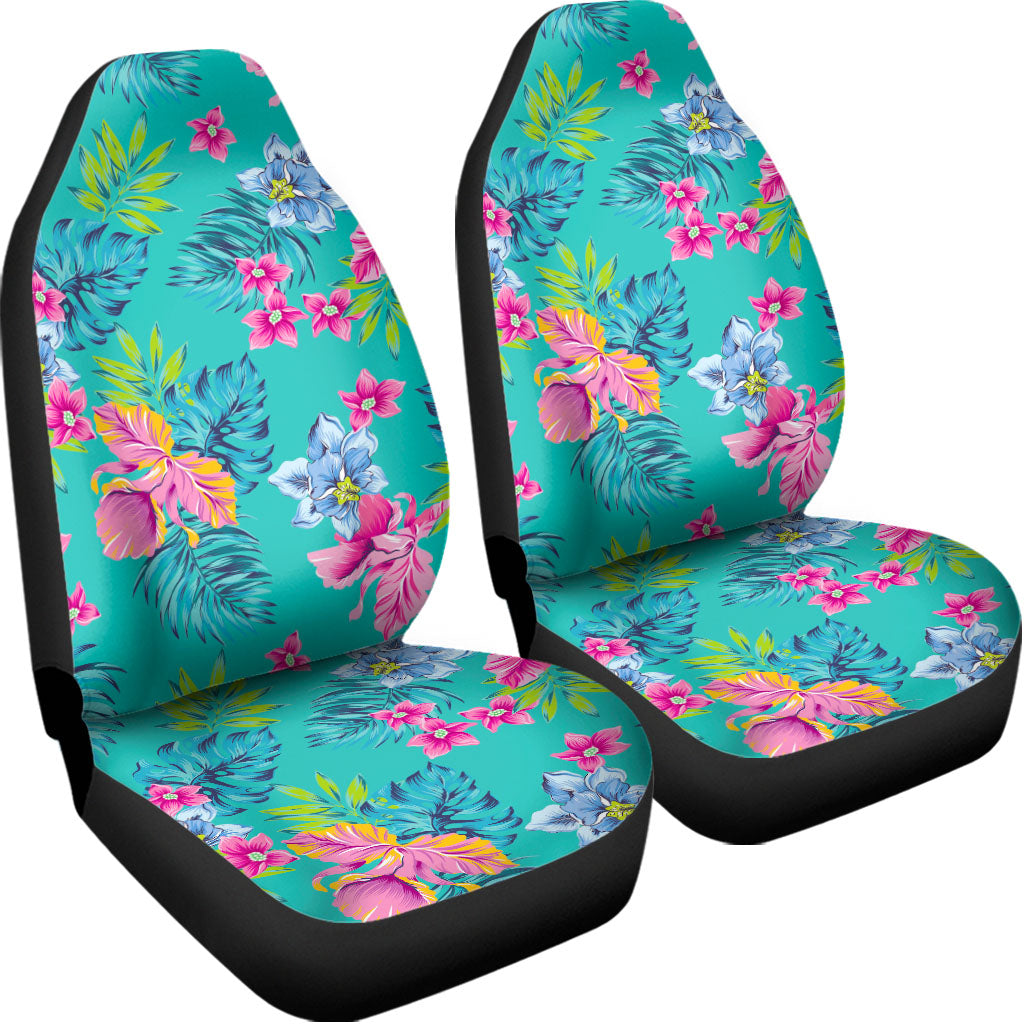Teal Aloha Tropical Pattern Print Universal Fit Car Seat Covers