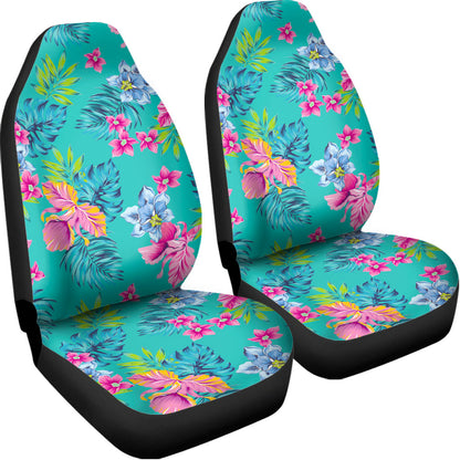 Teal Aloha Tropical Pattern Print Universal Fit Car Seat Covers