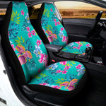 Teal Aloha Tropical Pattern Print Universal Fit Car Seat Covers