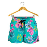 Teal Aloha Tropical Pattern Print Women's Shorts
