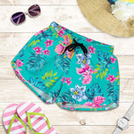 Teal Aloha Tropical Pattern Print Women's Shorts