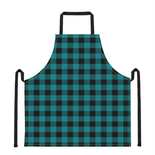 Teal And Black Buffalo Check Print Apron