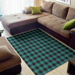 Teal And Black Buffalo Check Print Area Rug