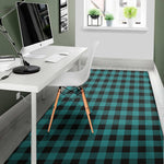 Teal And Black Buffalo Check Print Area Rug
