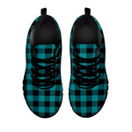 Teal And Black Buffalo Check Print Black Sneakers
