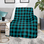 Teal And Black Buffalo Check Print Blanket
