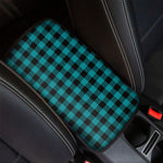 Teal And Black Buffalo Check Print Car Center Console Cover