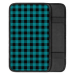 Teal And Black Buffalo Check Print Car Center Console Cover
