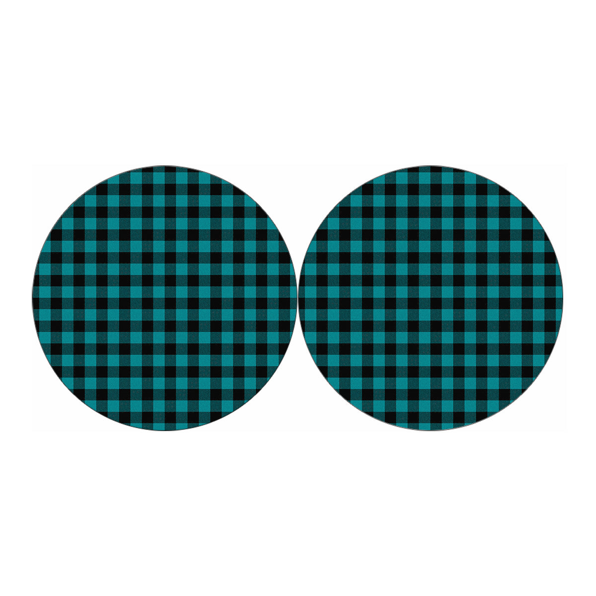 Teal And Black Buffalo Check Print Car Coasters