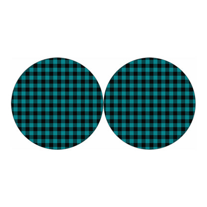 Teal And Black Buffalo Check Print Car Coasters