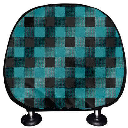 Teal And Black Buffalo Check Print Car Headrest Covers