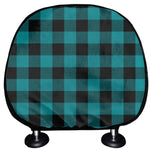 Teal And Black Buffalo Check Print Car Headrest Covers