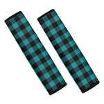 Teal And Black Buffalo Check Print Car Seat Belt Covers