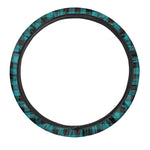 Teal And Black Buffalo Check Print Car Steering Wheel Cover