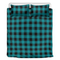 Teal And Black Buffalo Check Print Duvet Cover Bedding Set