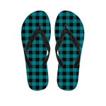 Teal And Black Buffalo Check Print Flip Flops
