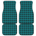 Teal And Black Buffalo Check Print Front and Back Car Floor Mats