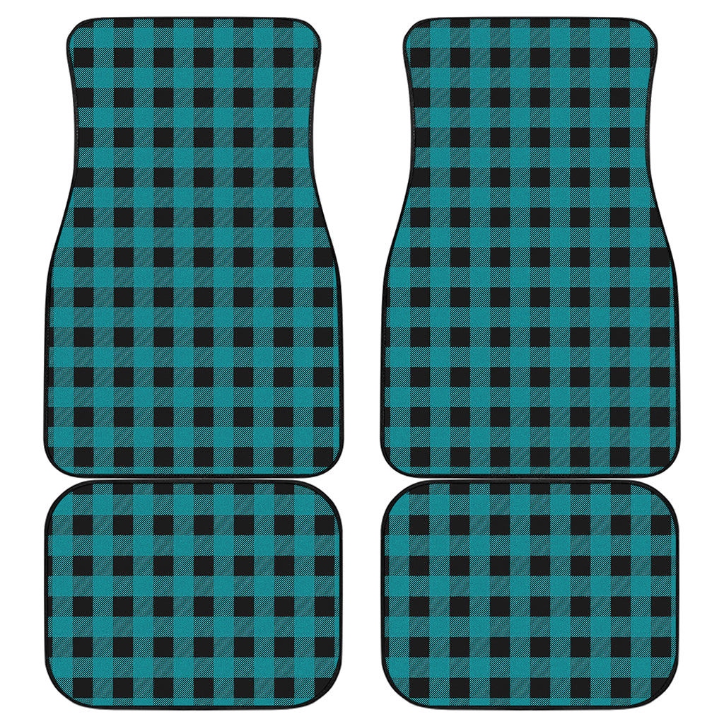 Teal And Black Buffalo Check Print Front and Back Car Floor Mats