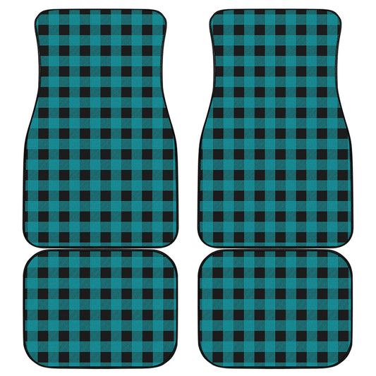 Teal And Black Buffalo Check Print Front and Back Car Floor Mats