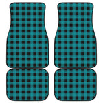 Teal And Black Buffalo Check Print Front and Back Car Floor Mats