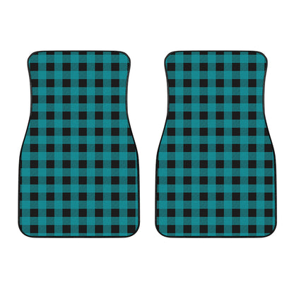 Teal And Black Buffalo Check Print Front Car Floor Mats