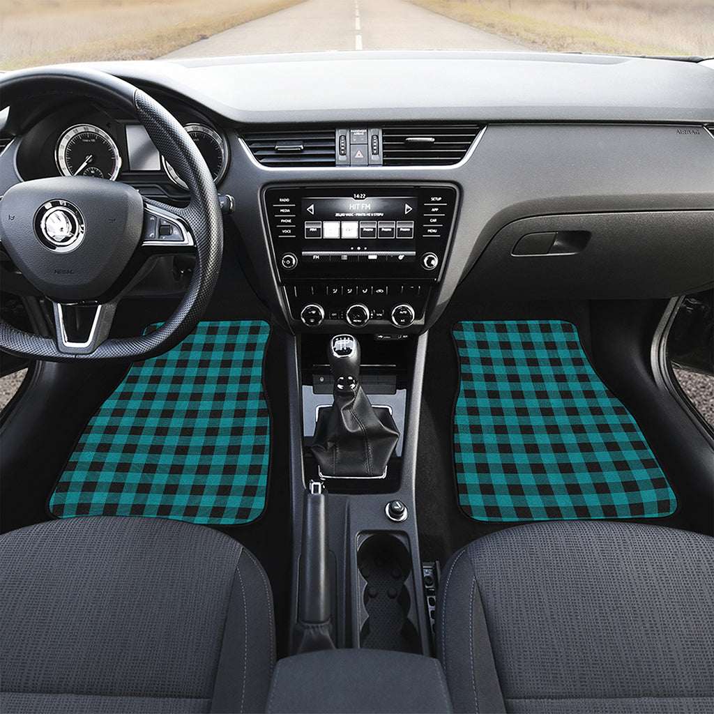 Teal And Black Buffalo Check Print Front Car Floor Mats