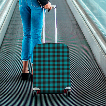 Teal And Black Buffalo Check Print Luggage Cover
