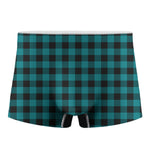 Teal And Black Buffalo Check Print Men's Boxer Briefs