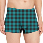 Teal And Black Buffalo Check Print Men's Boxer Briefs