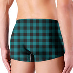 Teal And Black Buffalo Check Print Men's Boxer Briefs