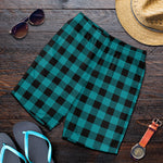 Teal And Black Buffalo Check Print Men's Shorts