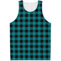 Teal And Black Buffalo Check Print Men's Tank Top