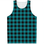 Teal And Black Buffalo Check Print Men's Tank Top