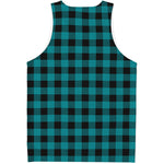 Teal And Black Buffalo Check Print Men's Tank Top