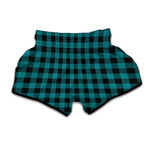 Teal And Black Buffalo Check Print Muay Thai Boxing Shorts