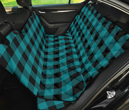 Teal And Black Buffalo Check Print Pet Car Back Seat Cover