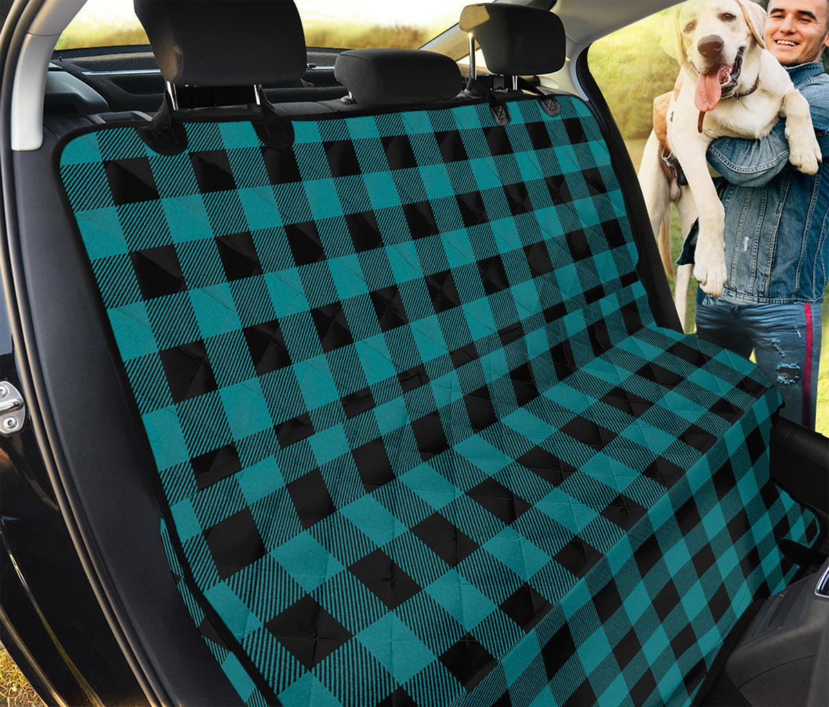 Teal And Black Buffalo Check Print Pet Car Back Seat Cover