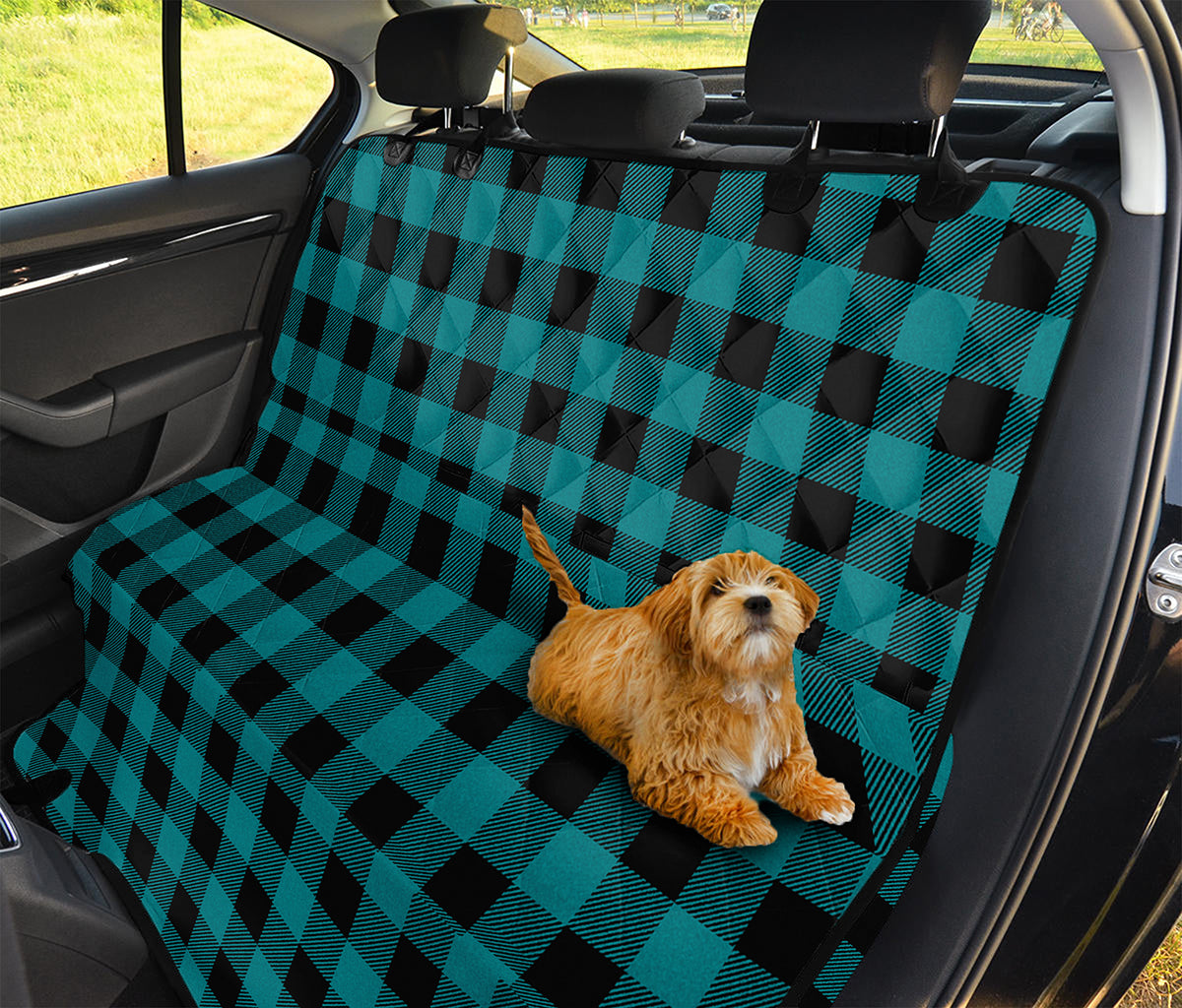 Teal And Black Buffalo Check Print Pet Car Back Seat Cover