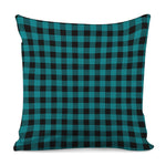 Teal And Black Buffalo Check Print Pillow Cover