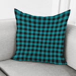 Teal And Black Buffalo Check Print Pillow Cover