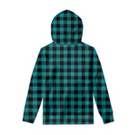 Teal And Black Buffalo Check Print Pullover Hoodie