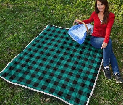 Teal And Black Buffalo Check Print Quilt